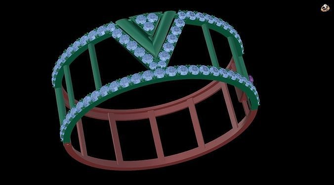 bracelet ring with diamonds 3D print model