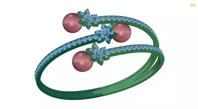 bracelet with pearls and leaves