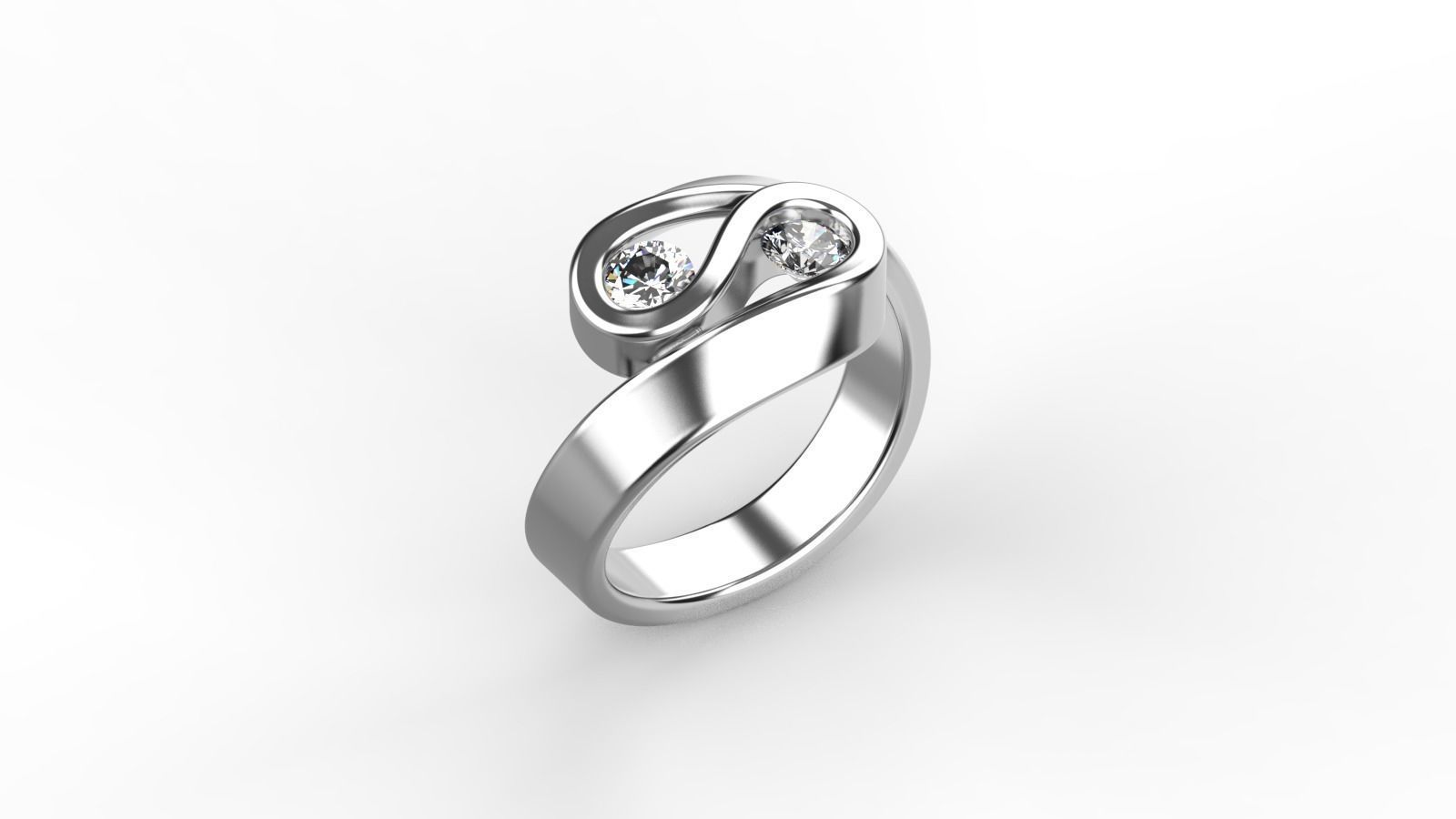 Two stones twisted ring 3D print model_3