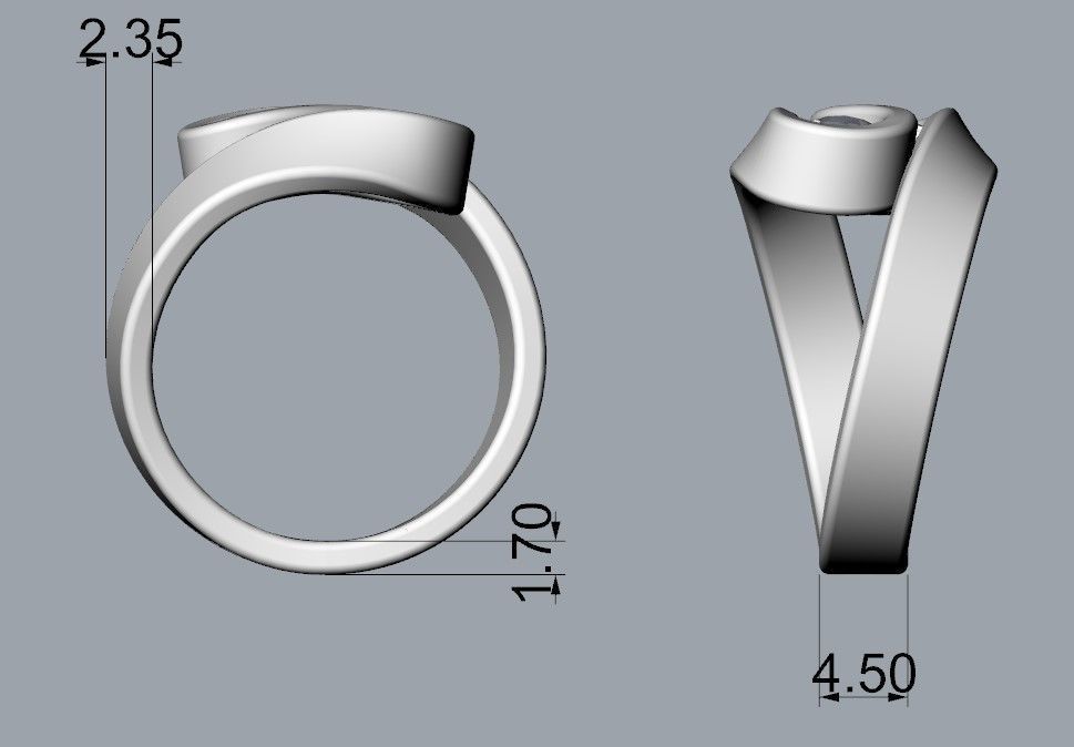 Two stones twisted ring 3D print model_5