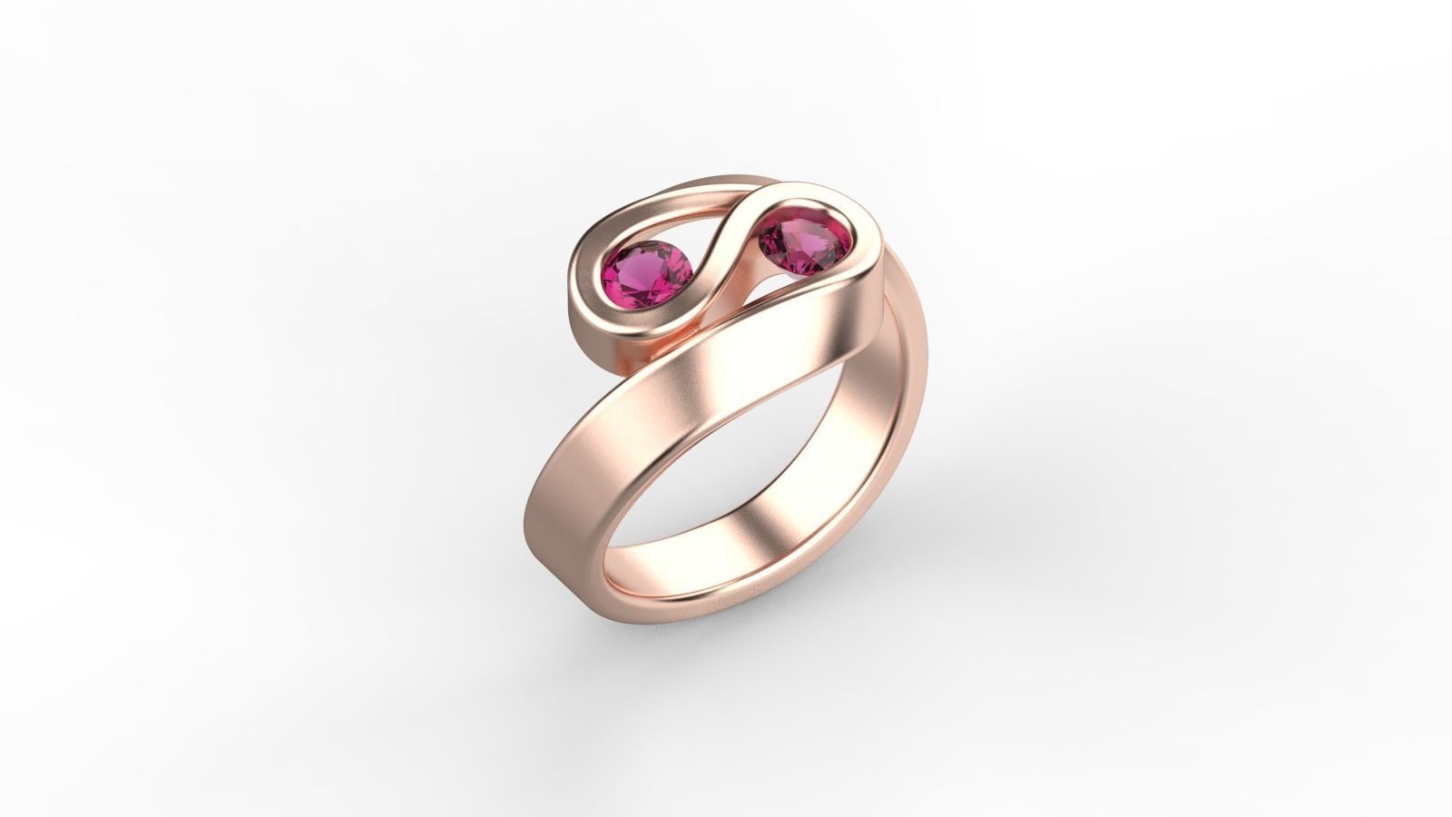 Two stones twisted ring 3D print model_1