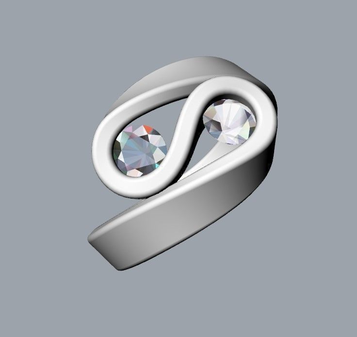 Two stones twisted ring 3D print model_6
