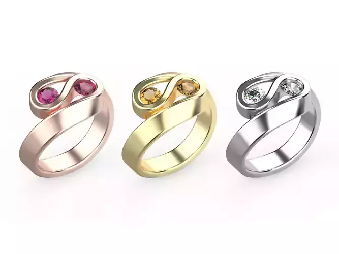 Two stones twisted ring