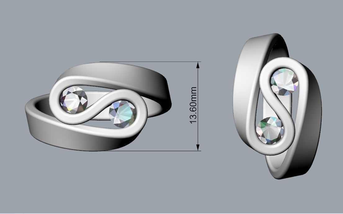 Two stones twisted ring 3D print model_4