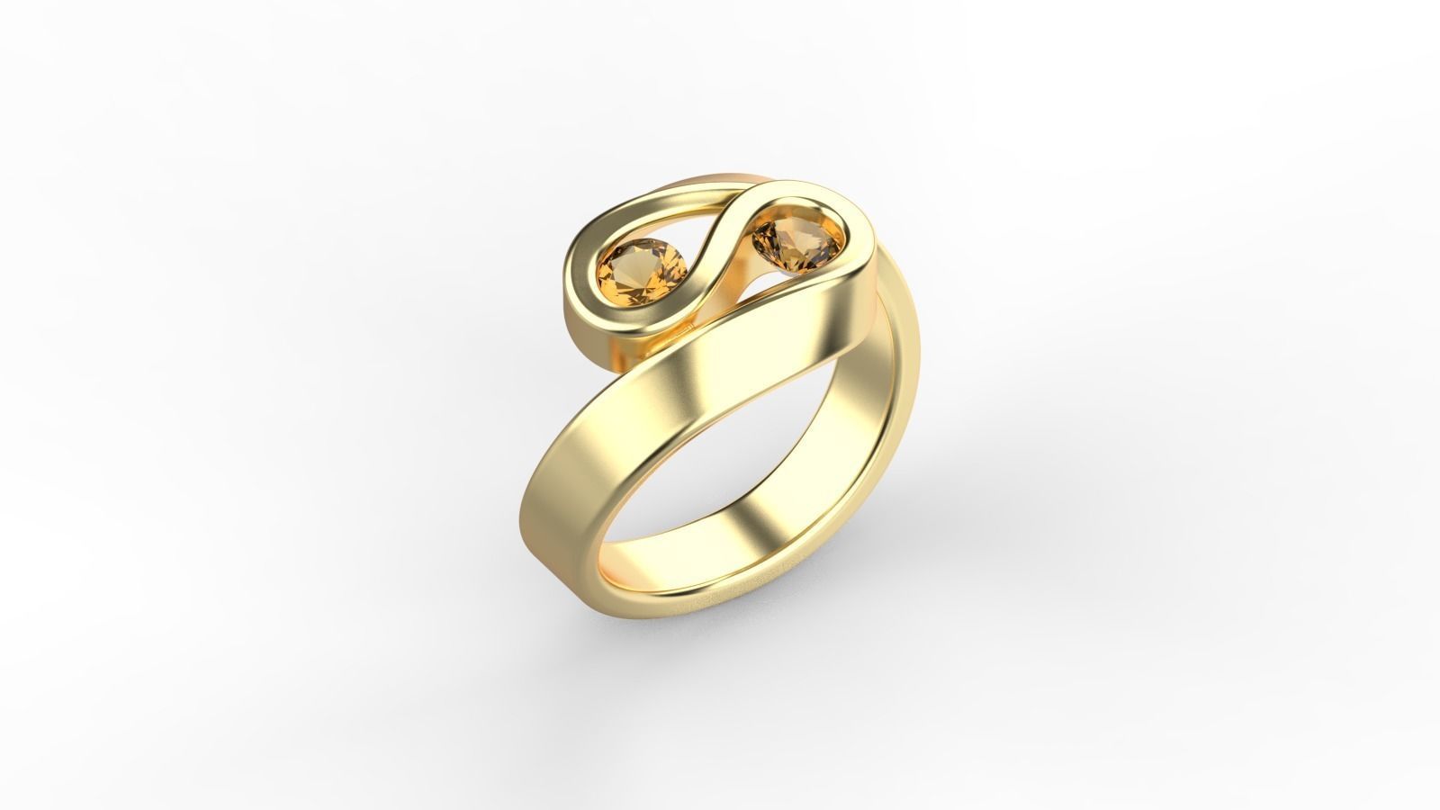 Two stones twisted ring 3D print model_2