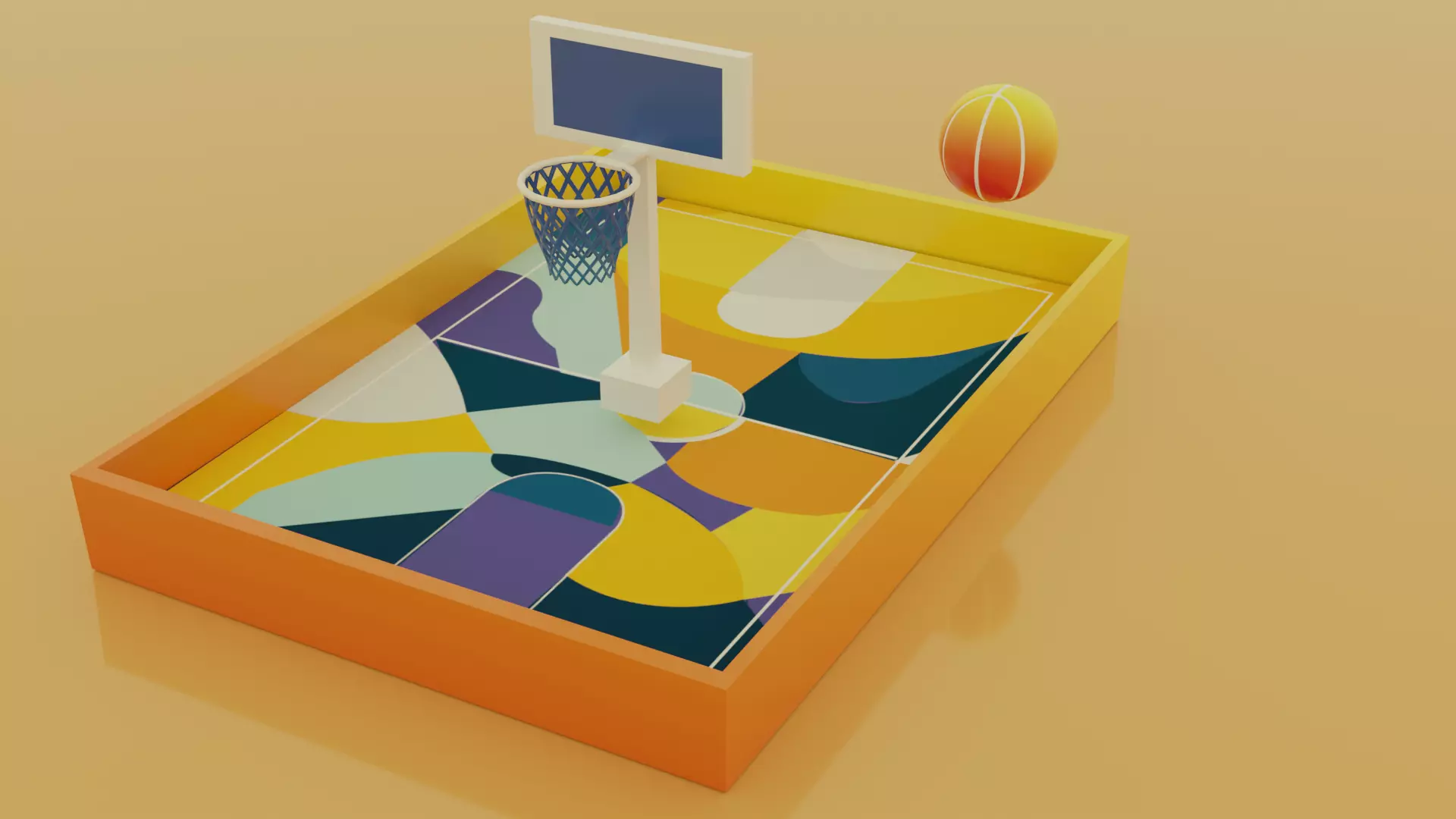 basketball hoop Low-poly 3D model_0