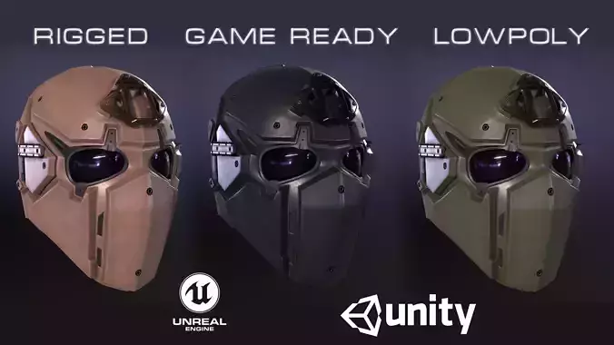Ronin Ballistic Helmet Low-poly 3D model