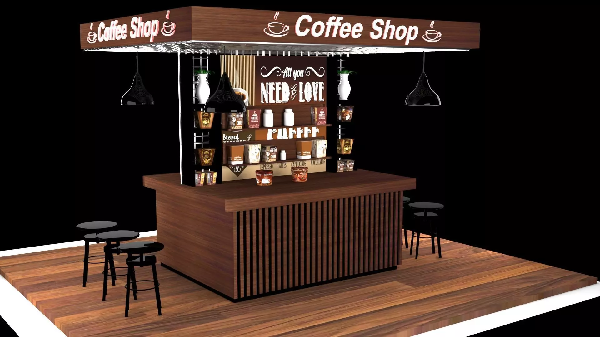 3d Coffee Shop Visualization 3D model_0