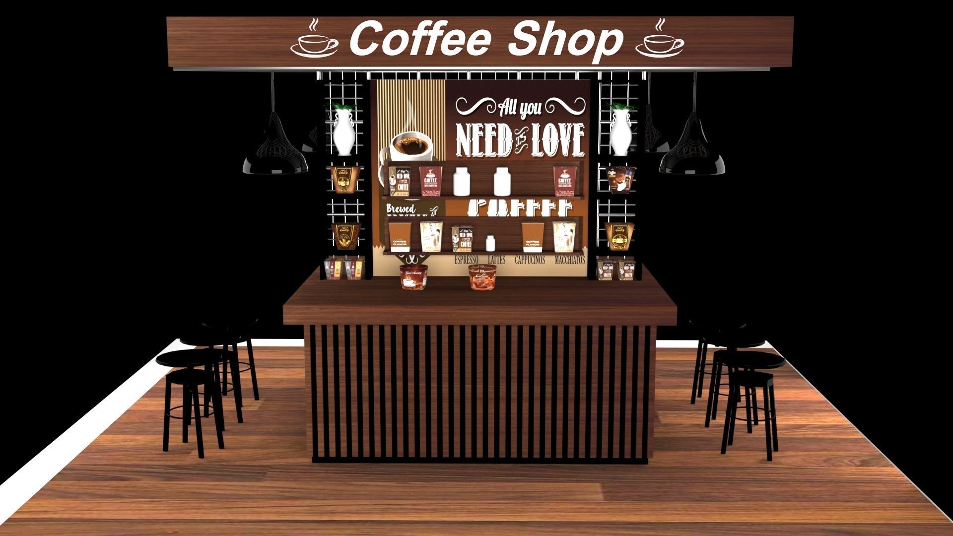 3d Coffee Shop Visualization 3D model_1