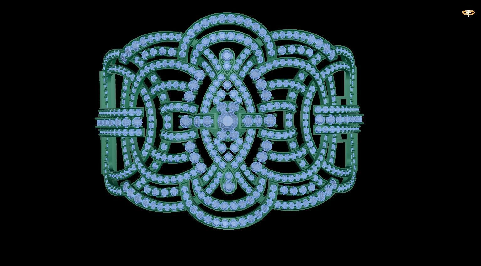 bracelet emerald and diamond ring 3D print model_1