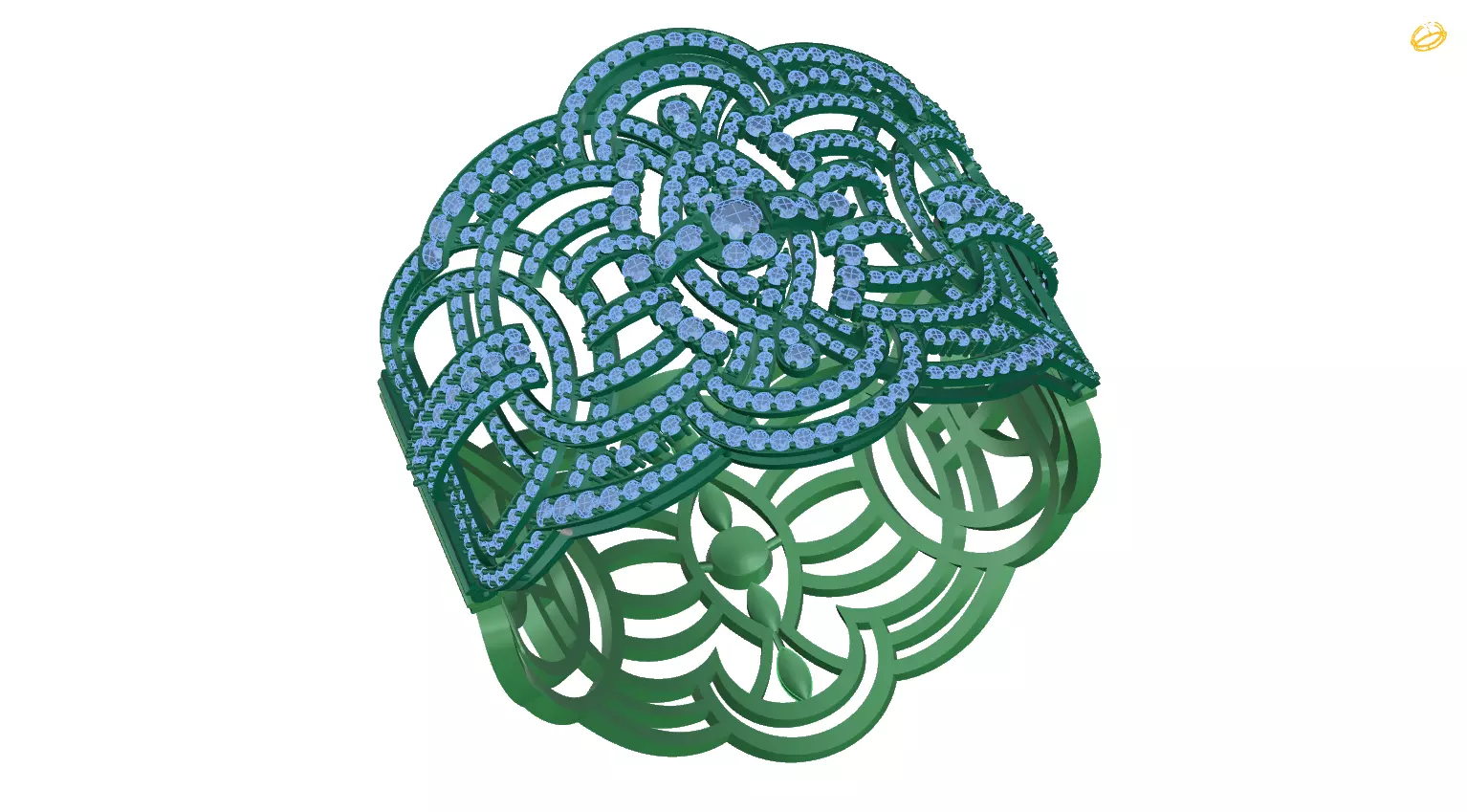 bracelet emerald and diamond ring 3D print model_0