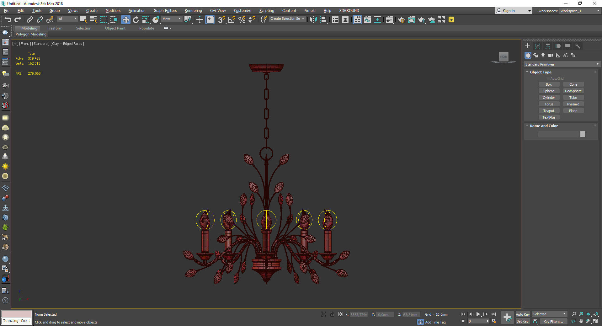 Branches Pendant Lighting Fixture Rustic Low-poly 3D model_2
