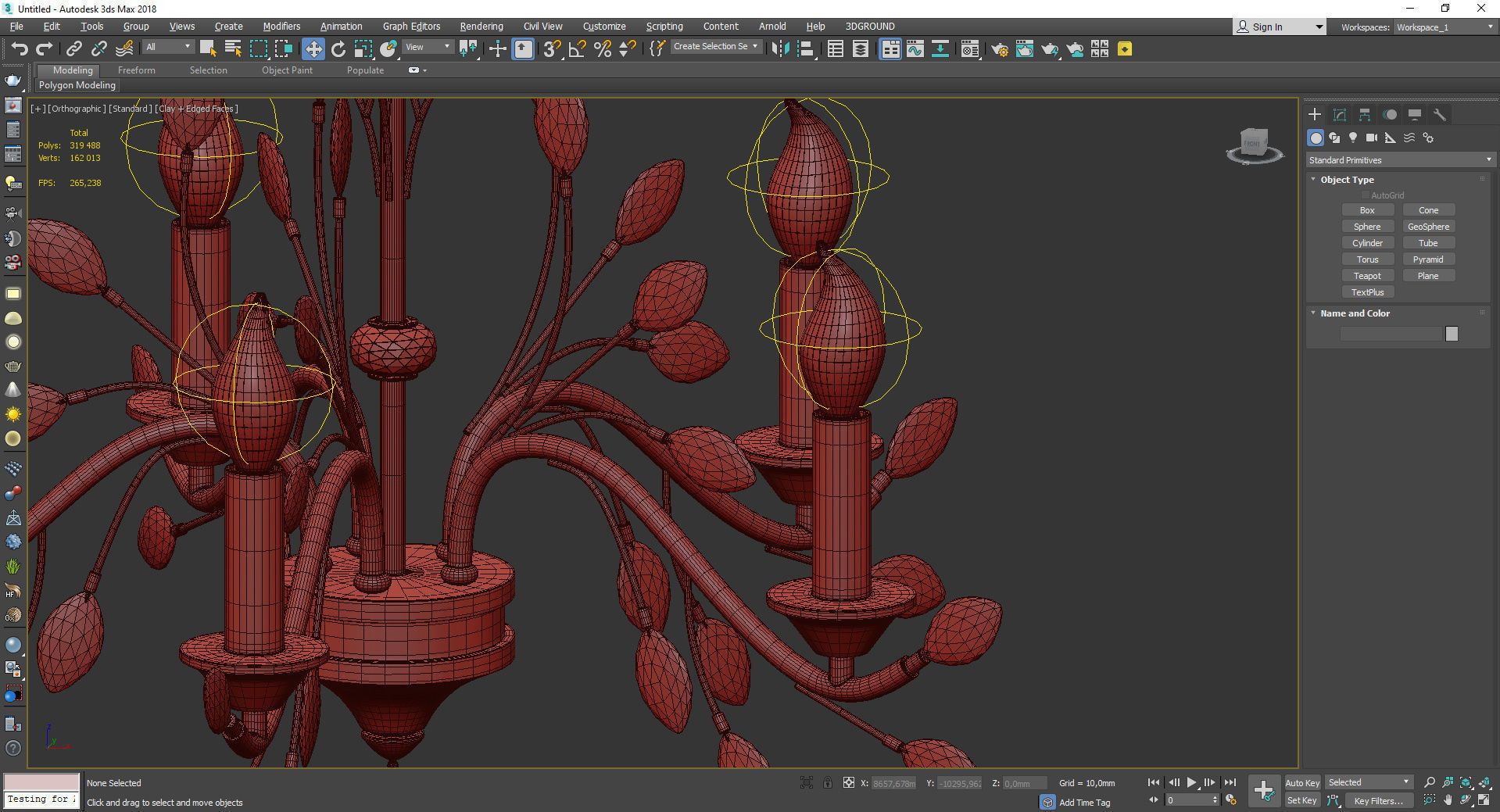 Branches Pendant Lighting Fixture Rustic Low-poly 3D model_4