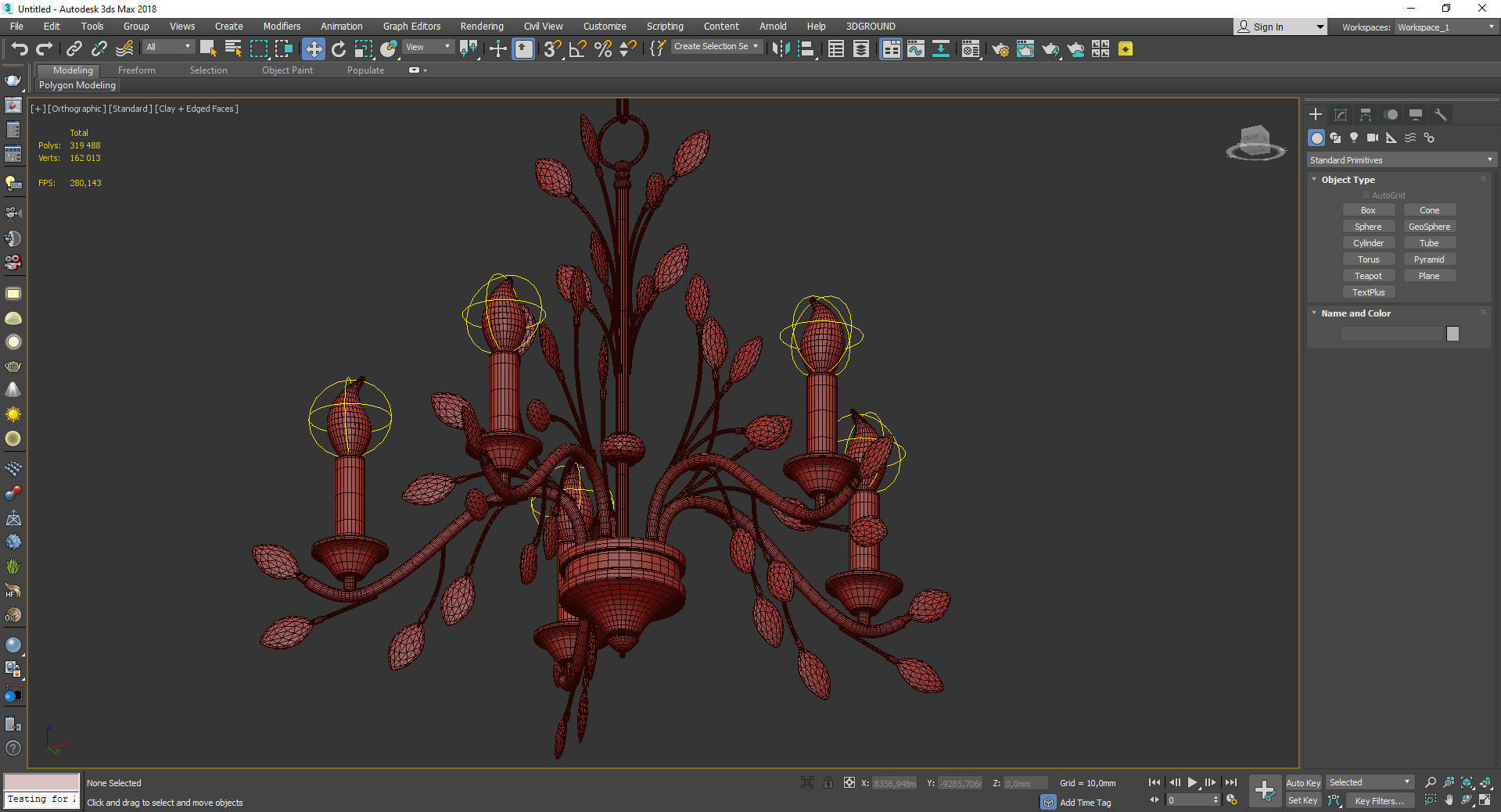 Branches Pendant Lighting Fixture Rustic Low-poly 3D model_3