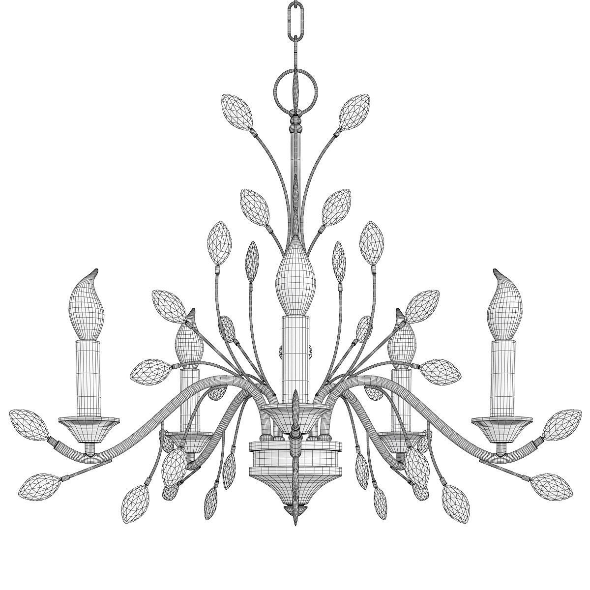 Branches Pendant Lighting Fixture Rustic Low-poly 3D model_1