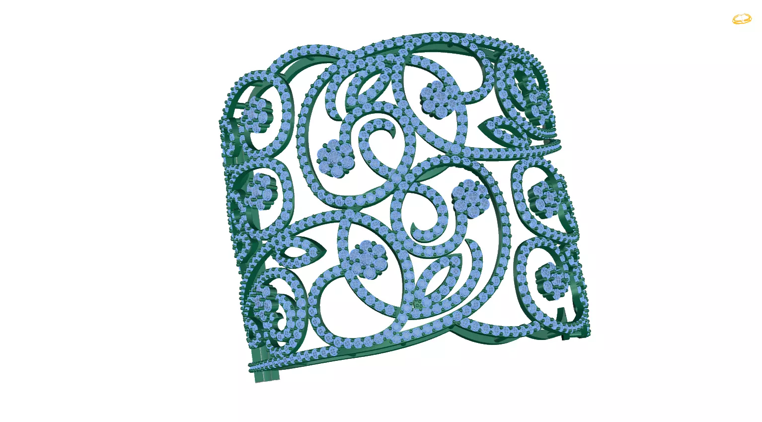 bracelet cuff with diamonds 3D print model_0