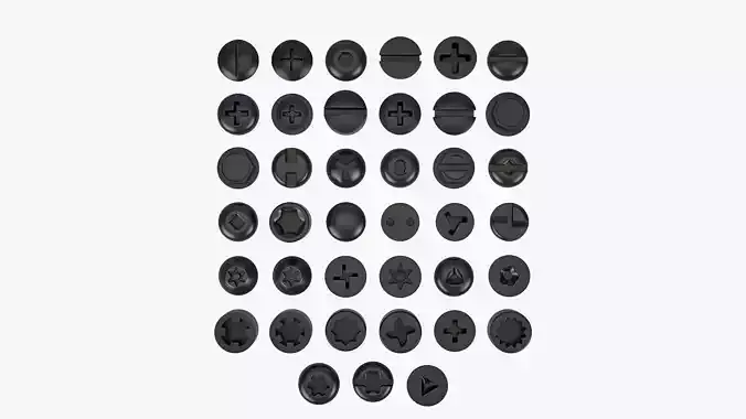 Screw Heads Mega Collection Low-poly 3D model