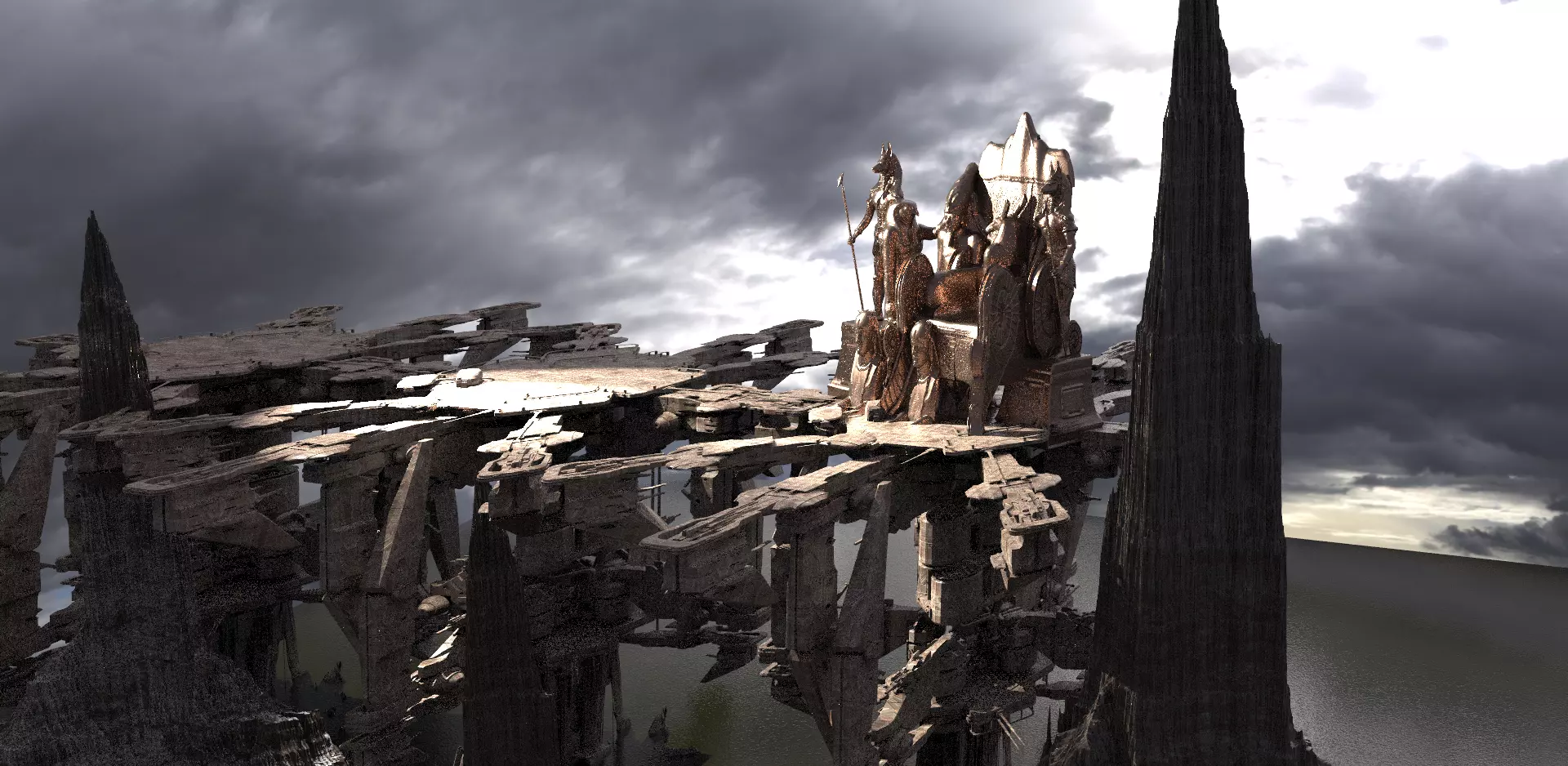 Egyptian Throne Horus Scene Kit bash 3D 3D model_0