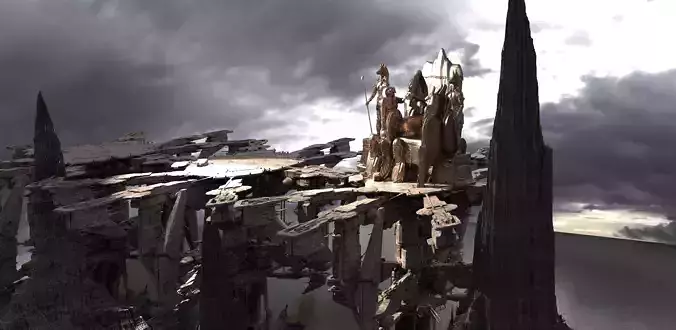 Egyptian Throne Horus Scene Kit bash 3D 3D model