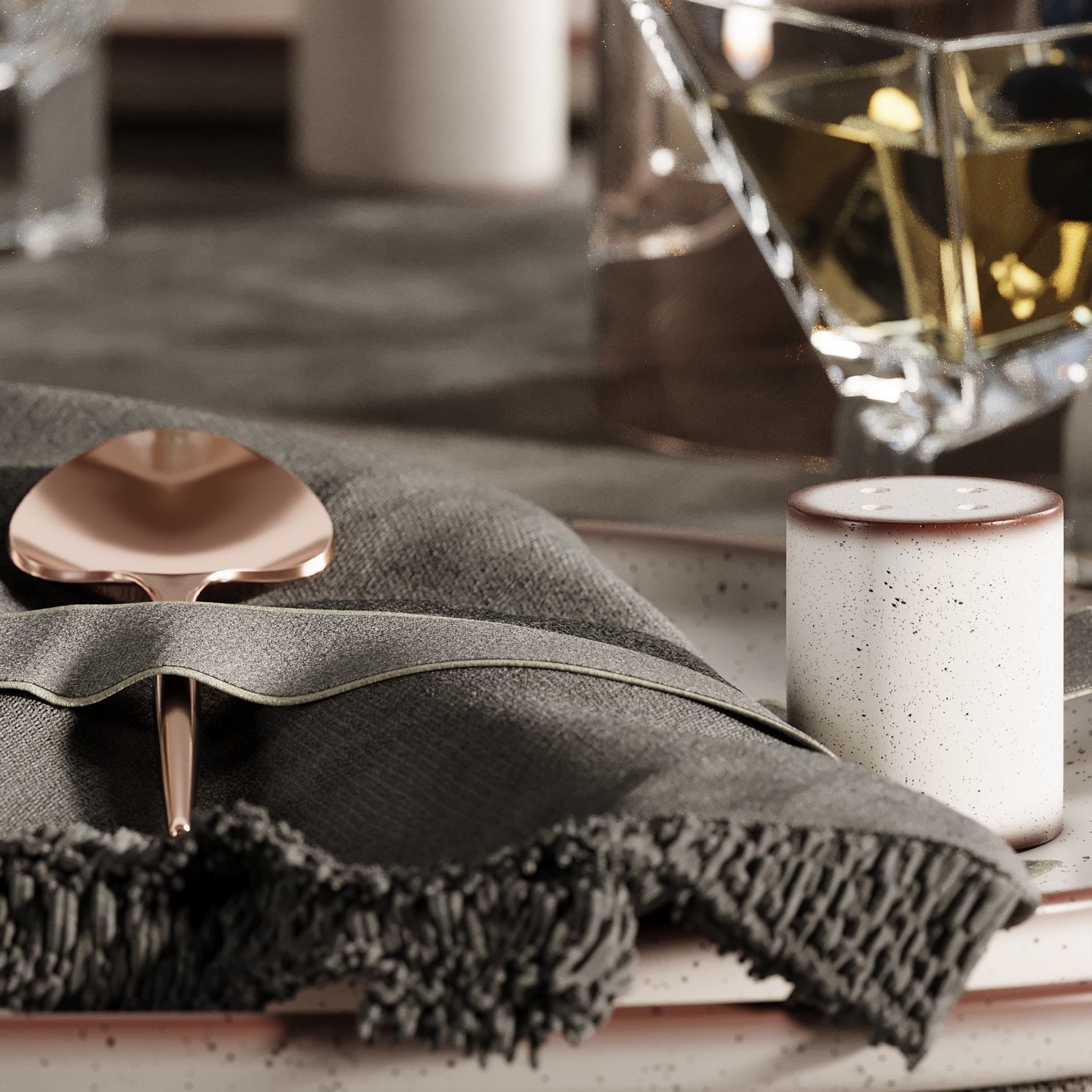 Tableware-6-Diamond-Set table setting with silverware and win... 3D model_6