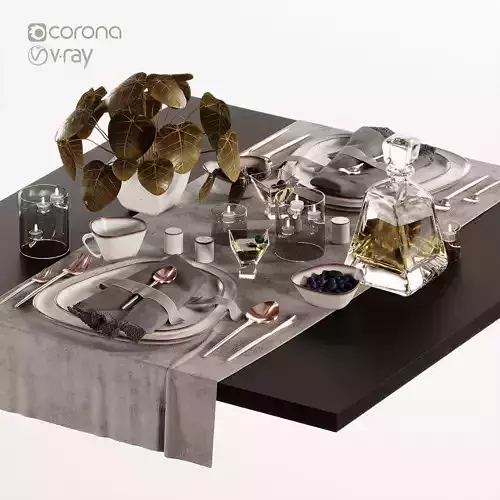 Tableware-6-Diamond-Set table setting with silverware and wine glasses
