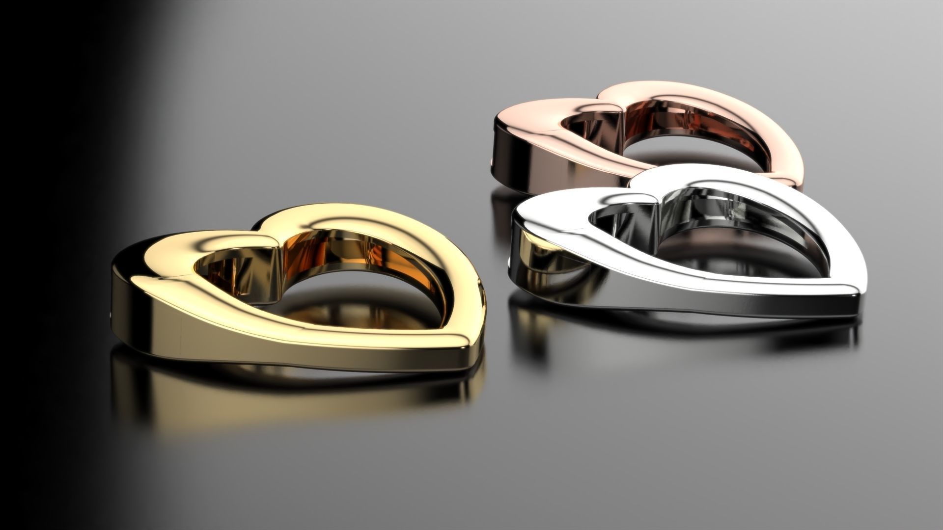 carabiners heart 3D print model_2