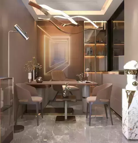 Office modern with marble and gold accents