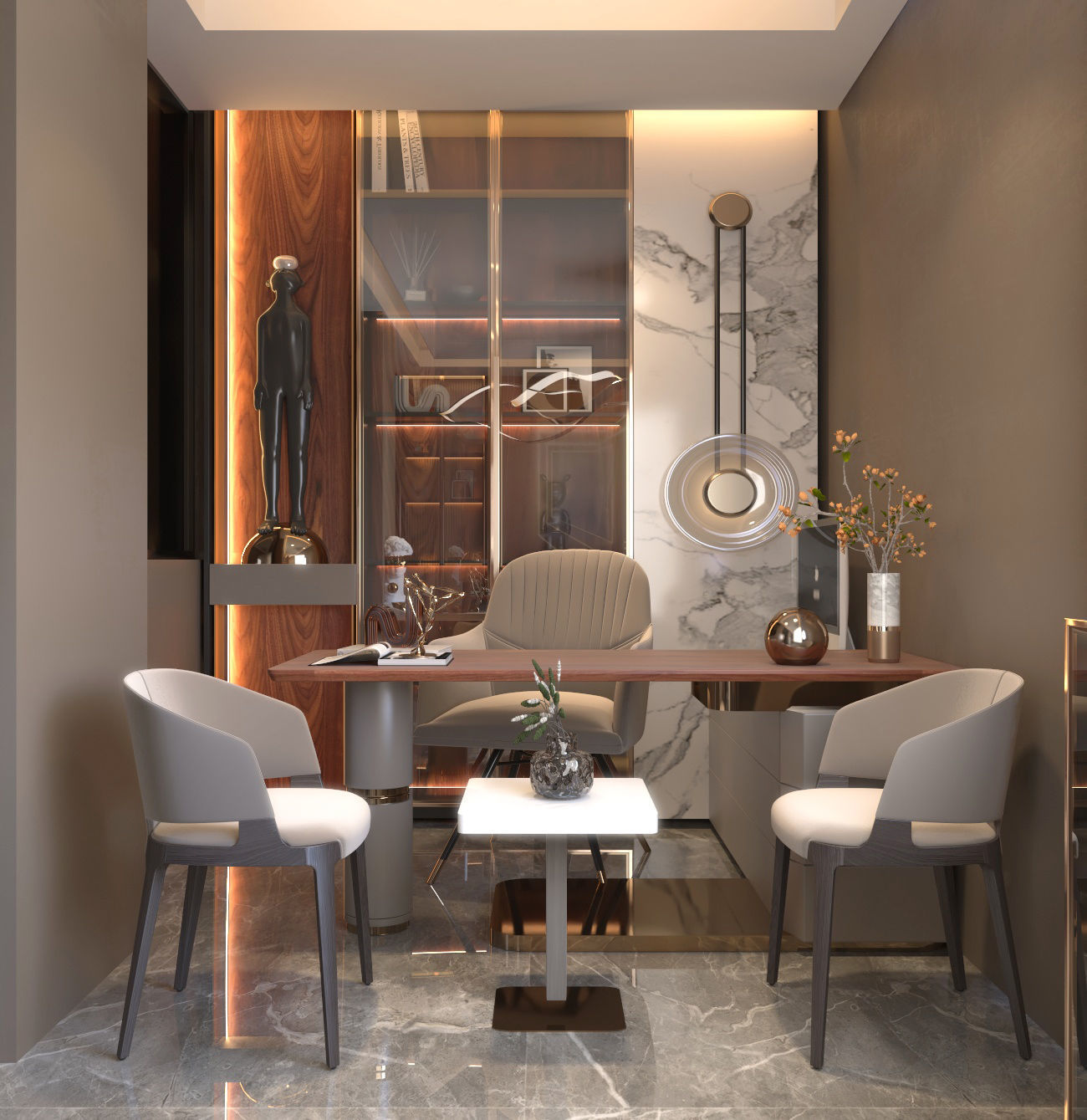 Office modern with marble and gold accents 3D model_1