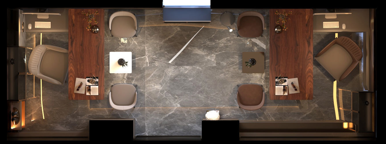 Office modern with marble and gold accents 3D model_4