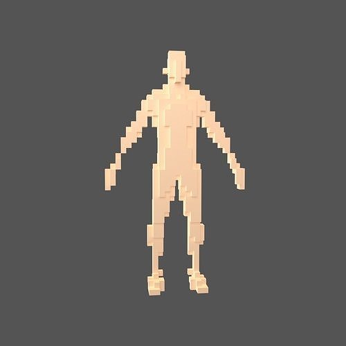 Voxel Man v1 004 Low-poly 3D model