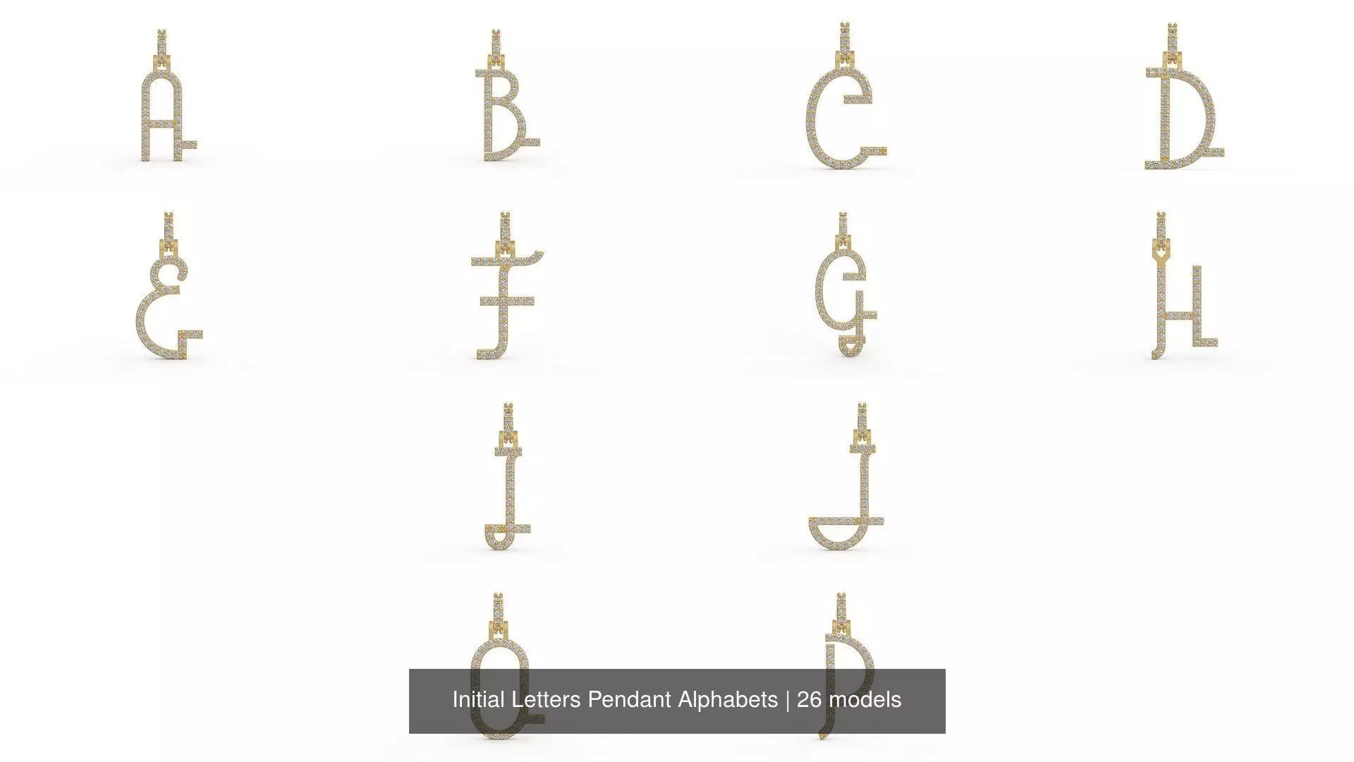 Initial Letters Pendant Alphabets 3D Model Collection_0