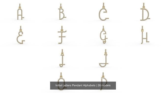 Initial Letters Pendant Alphabets 3D Model Collection