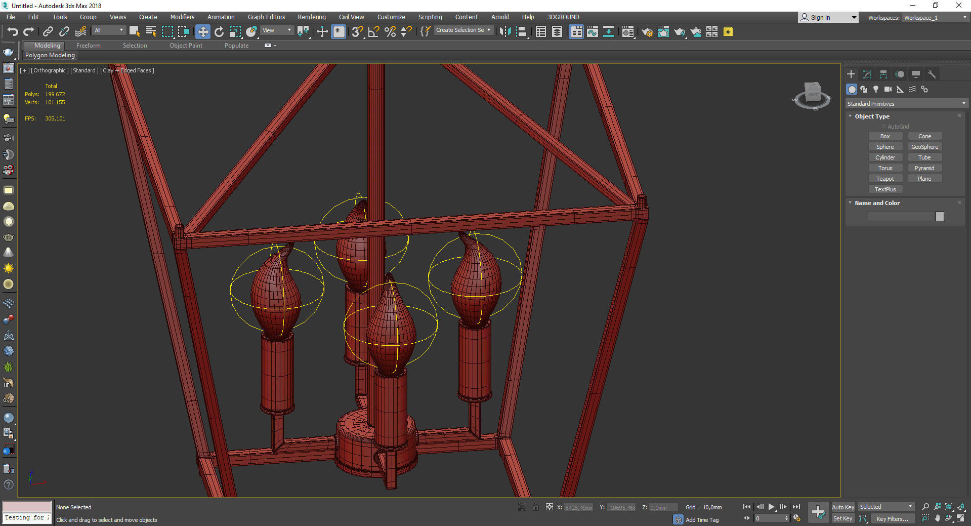 Lantern Geometric Pendant Light Wrought Iron Low-poly 3D model_4