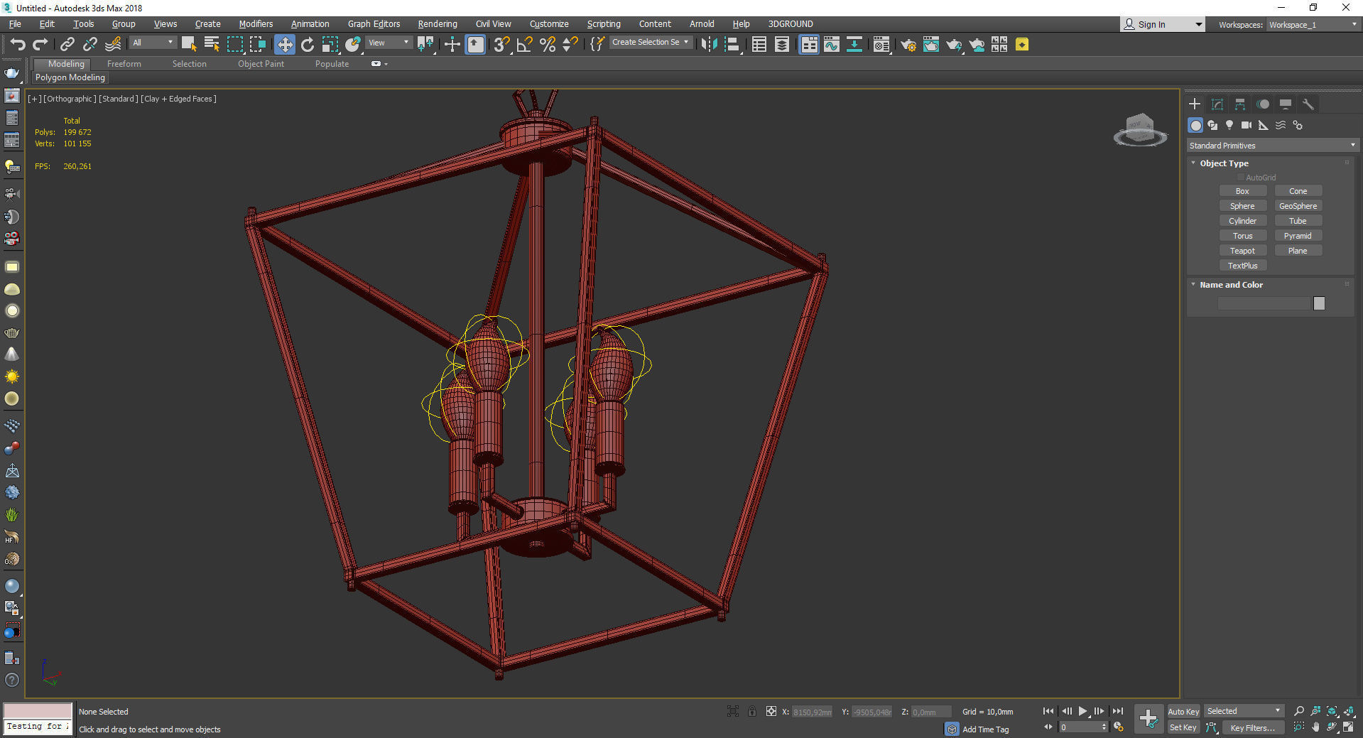 Lantern Geometric Pendant Light Wrought Iron Low-poly 3D model_3