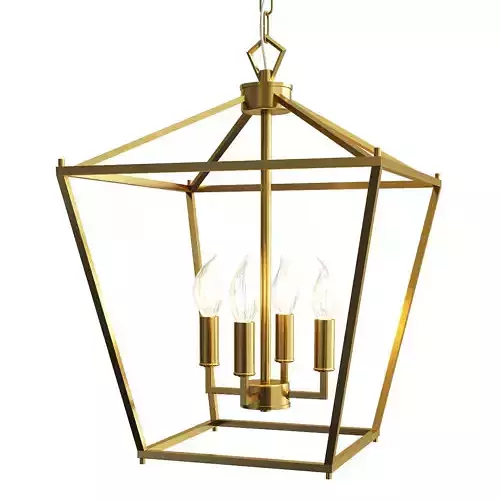Lantern Geometric Pendant Light Wrought Iron Low-poly 3D model