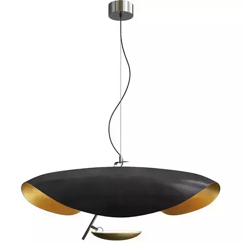 Wrought Iron Hanging Lamp with Gold Foil Shade