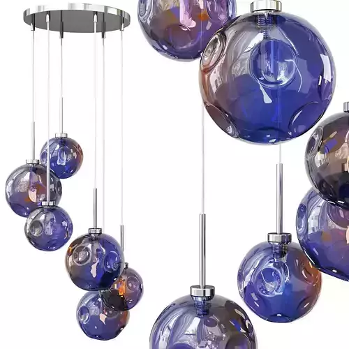 2 MIRA 6 Light Ceiling Cluster Pendant Low-poly 3D model