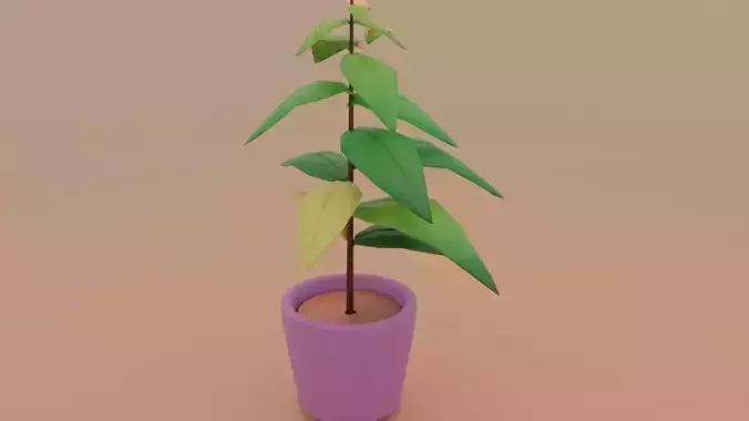Lowpoly Flowers plant in pot