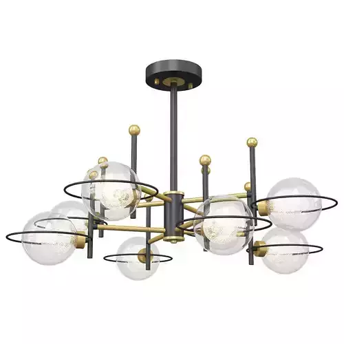 Black Round Ceiling Light Fixture Modernism 8 Lights Low-poly 3D model