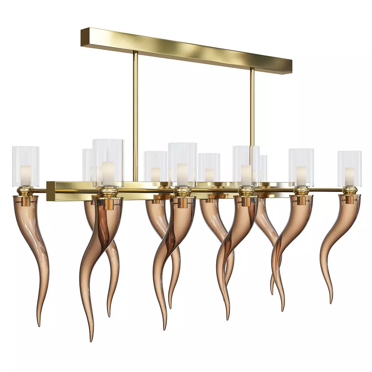 COFFEE VENETIAN GLASS RECTANGULAR CHANDELIER 3D model_0