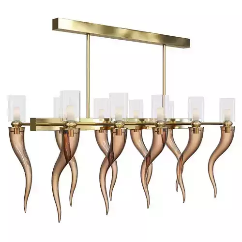 COFFEE VENETIAN GLASS RECTANGULAR CHANDELIER