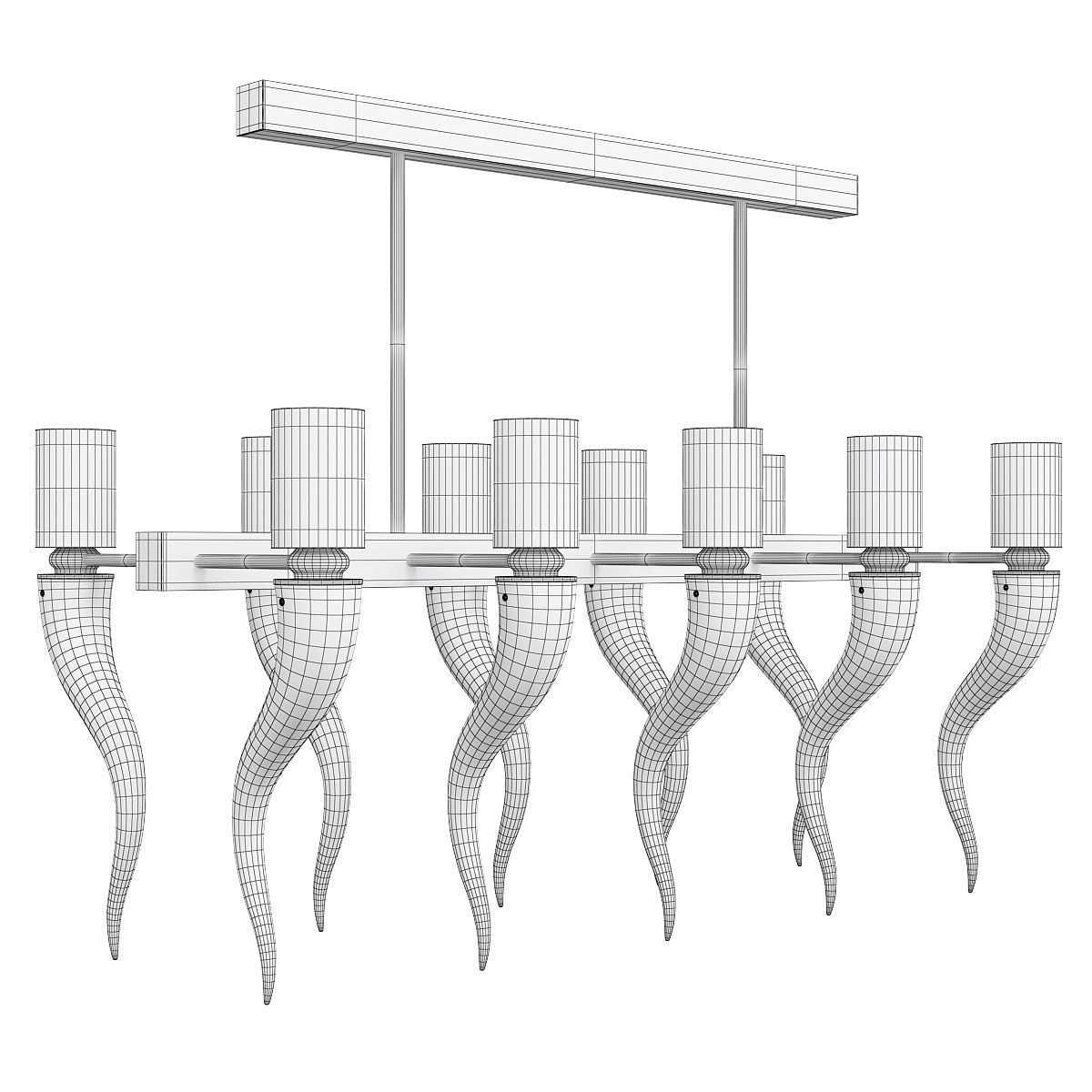 COFFEE VENETIAN GLASS RECTANGULAR CHANDELIER 3D model_1