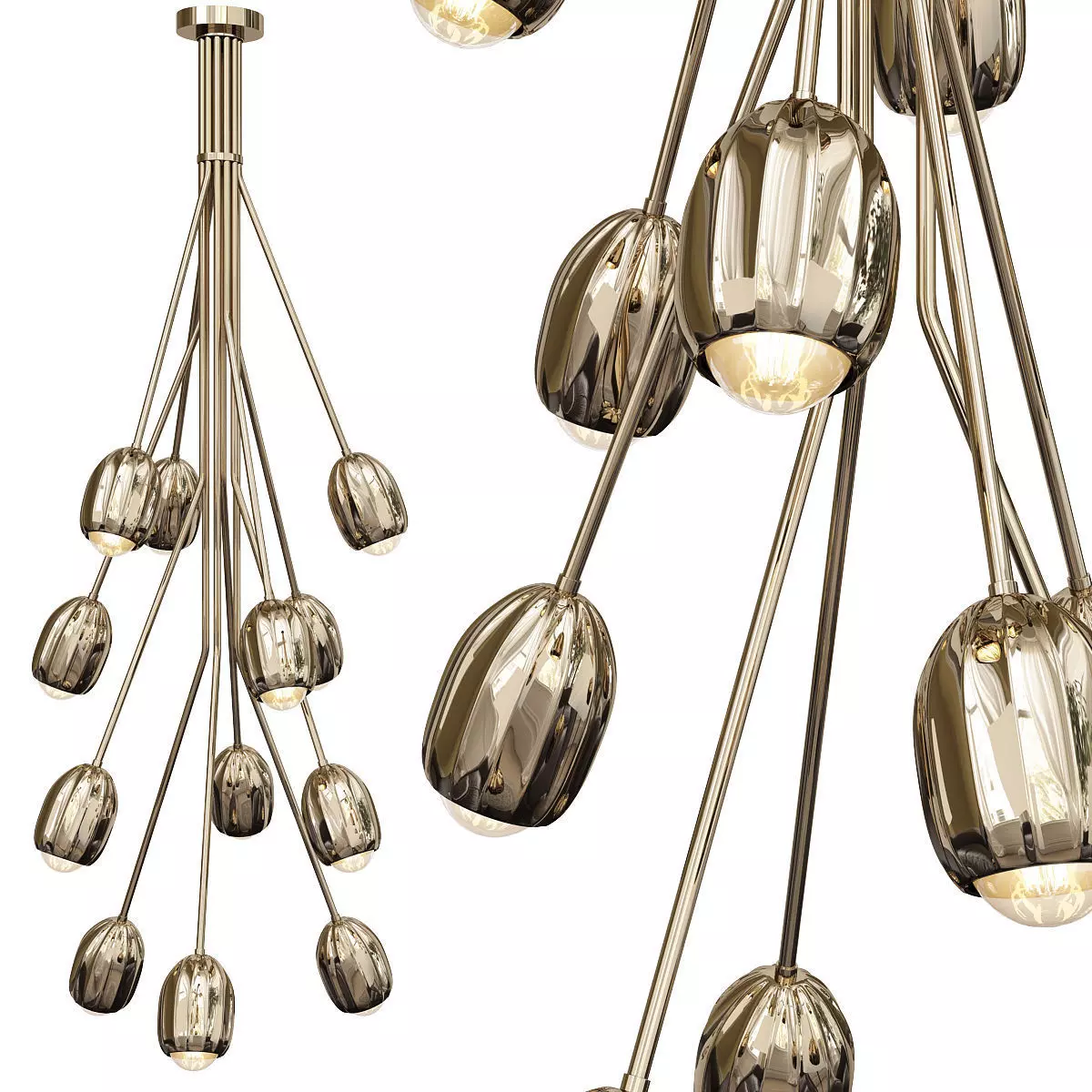 POPPY BOUQUET CHANDELIER Low-poly 3D model