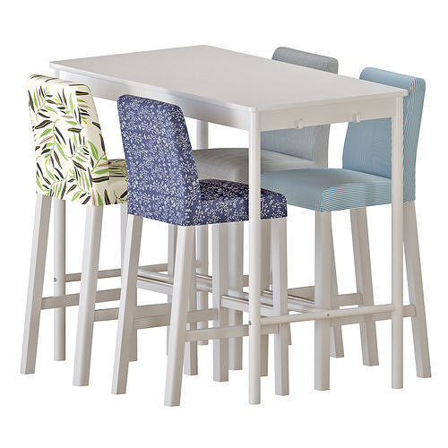 TOMMARYD Table And BERGMUND Bar stools 3D model