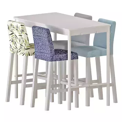 TOMMARYD Table And BERGMUND Bar stools 3D model