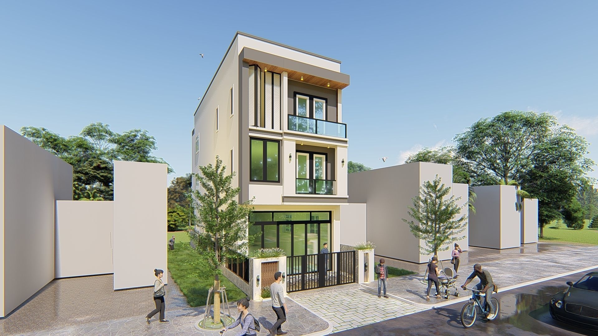 Modern house design 3D model_3