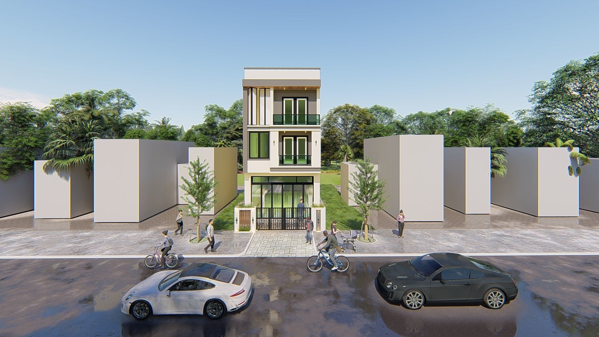 Modern house design 3D model_2