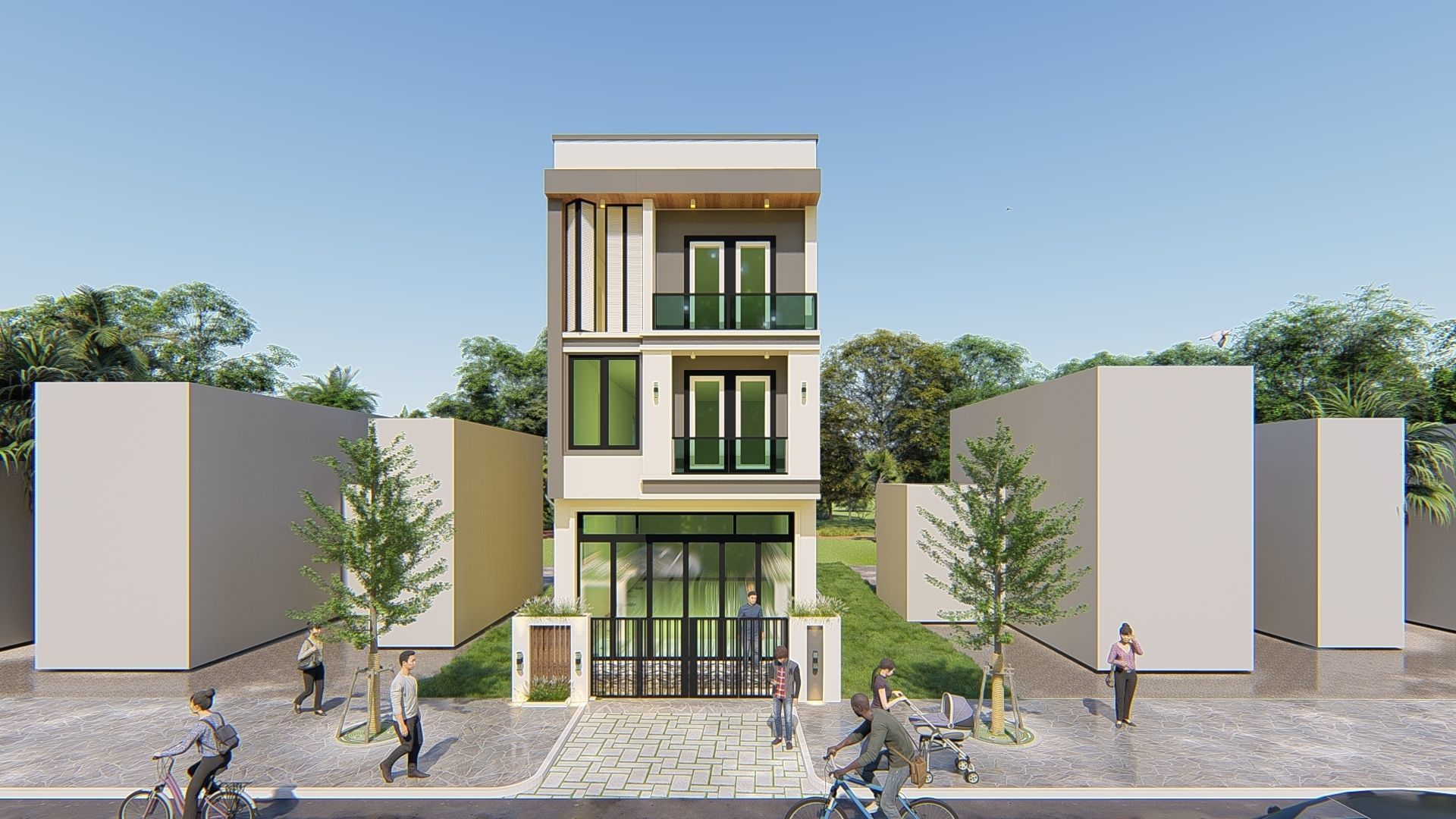 Modern house design 3D model_5