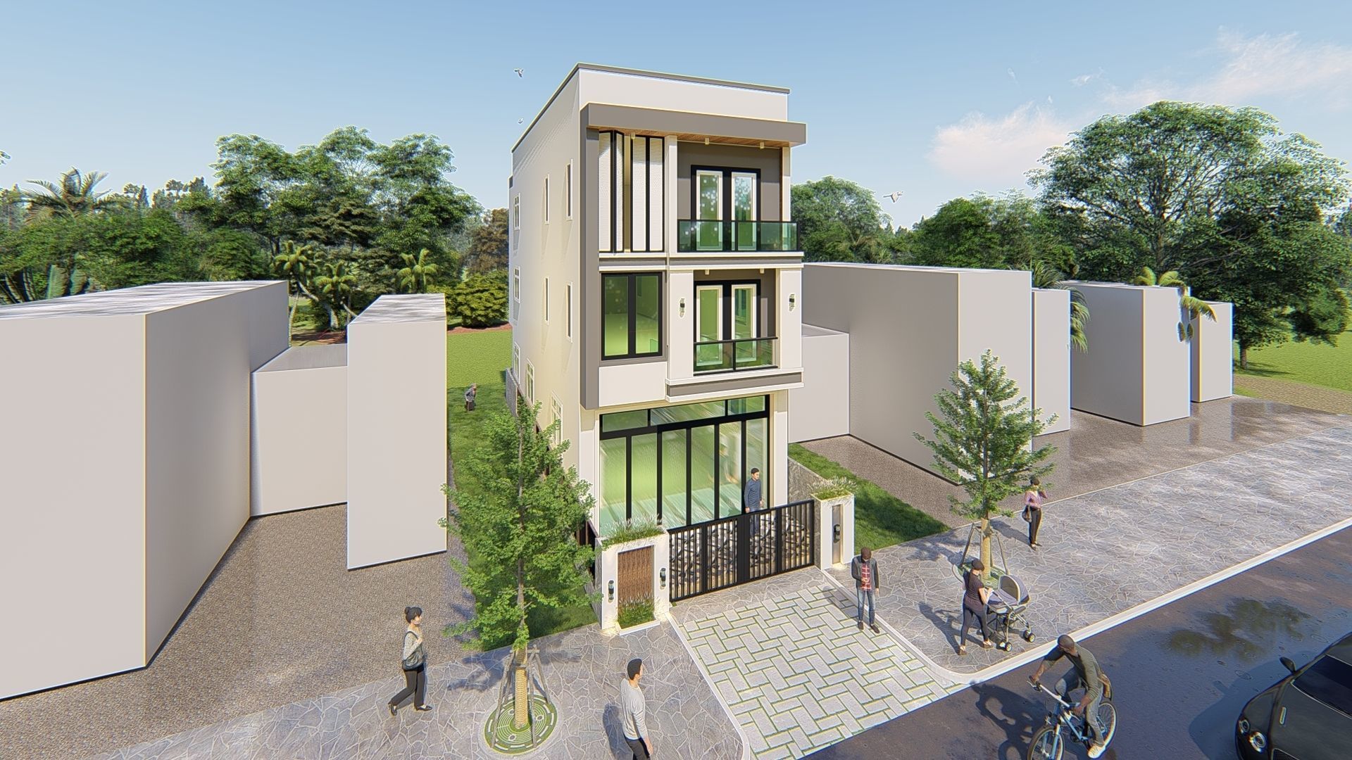 Modern house design 3D model_1