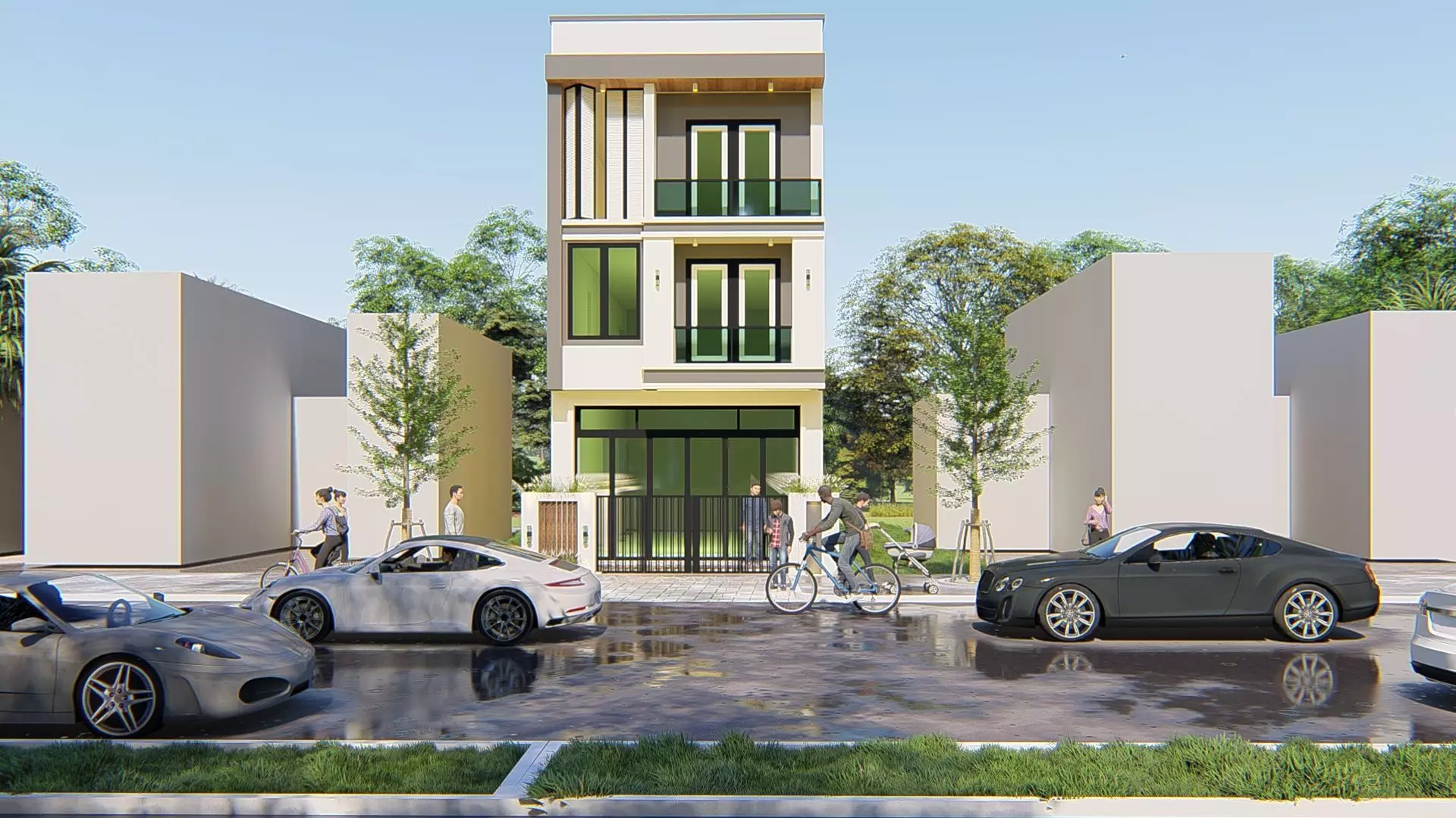 Modern house design 3D model_0